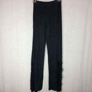 Zara Black Flowy Wide Leg Trousers with Side Lace Detail - S